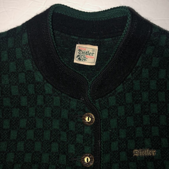 Original Distler Trachten Checkered Sweater Jacket - Picture 2 of 10